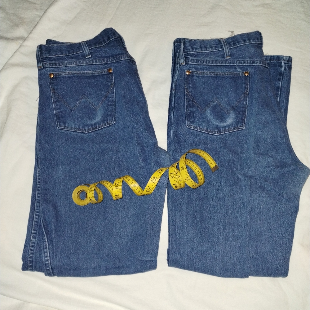Snuff Worn Pockets 🦅 Made In USA VTG Wranglers 13MWZ 38W 34L 13 Ride 8 Barrel